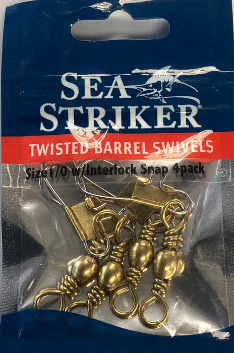 Sea Striker SSTBISBR-1/0 Twisted Barrel Swivel Size 1/0 w/Interlock